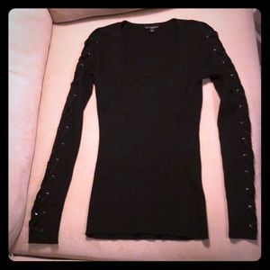 GUESS Black Scoop Neck Sweater, Size Small